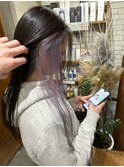 インナーカラー イヤリングカラー ラベンダー 透明感カラー