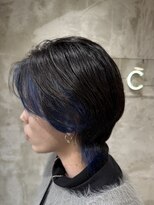 ニコア 千葉(nicoa)&nbsp;ネイビーブルー/インナーカラー/ウルフヘア[千葉/千葉駅]