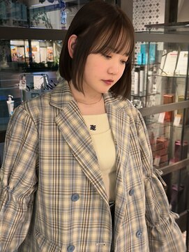 バーシャミ 博多(Baciami) 【SENA】オリーブベージュ×切りっぱなしボブ/博多