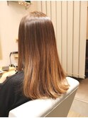艶髪トリートメントナチュラルストレートロングヘアベージュ