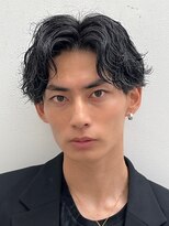ゼンコー アオヤマ(ZENKO Aoyama)&nbsp;ツイストスパイラルパーマメンズパーマアップバング黒髪ビジネス