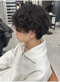 センターパート波巻きパーマニュアンスパーマ