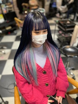 トリックストア(TRICK STORE) ユニコーンカラー!インナーカラーでネイビー×パステル