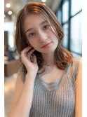 大人かわいい前髪セシルカットココアブラウンフリンジウェーブ