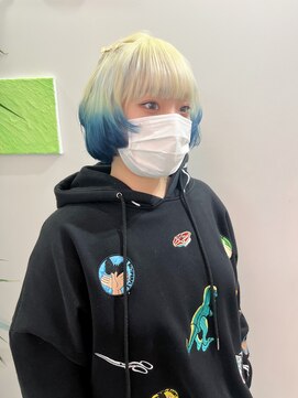 デート 下北沢(DATE) ダブルカラーブルーベージュカラーケアブリーチハイトーンカラー