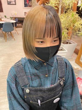 マイ ヘア デザイン 岡崎(MY hair design) 斜めバング/グレージュカラー/シルキーベージュ/岡崎