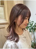 インナーカラー/ショコラピンク/ピンクブラウン/ぱっつんNS-30