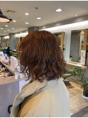 大人可愛いダブルカラーショコラブラウン似合わせレイヤーパーマ