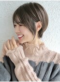 大人可愛い20代30代40代黒髪前下がりひし形小顔ボブ丸みショート