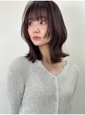 韓国暗髪ミディアムレイヤー小顔顔まわりレイヤー透明感カラー