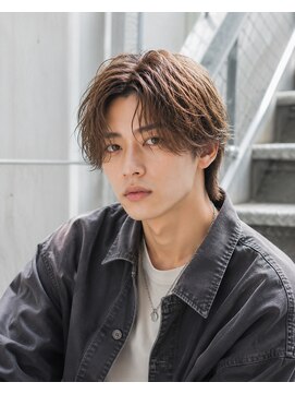 メンズバグズ(MEN's Baguz) 韓国ミディアム×フェザーパーマ×センターパートレイヤー