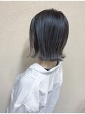 ダークシルバー×切りっぱなしボブ