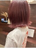 切りっぱなしボブ×モーブピンクカラーで可愛く★中村大輔