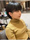 大人マッシュショート丸みショート黒髪ショートベリーショート