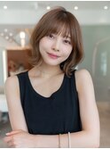 20代30代大人可愛い前髪/丸顔マチルダボブ/外ハネレイヤーカット