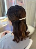 結婚式 二次会 お呼ばれ ハーフアップ×パールピン