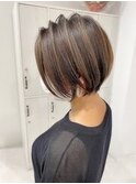 大人ショートボブ丸みショートカットマッシュショート前髪あり