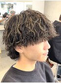 メンズメッシュカラーメンズハイライトカラー波巻きスパイラル