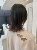 福山美容室caary レイヤー外ハネミディアム透明感骨格補正20代