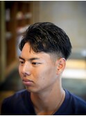 メンズカットフェザーアップバング刈り上げフェードショート
