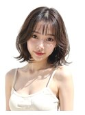 外ハネボブ.ミディアムボブ.レイヤーカット.韓国ヘア.ハイライト