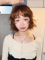 ウィットサークル(wit circle)&nbsp;ボブ　ベージュ　オレンジ　パーマ