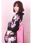 ボブアレンジ　卒業式ヘアセット　綱島美容室Neolive krea