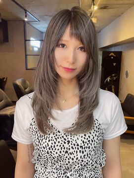 サニー 渋谷(SUNNY) オン眉バレイヤージュ、ハイライト、グレージュ、レイヤーカット