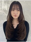 ハイライトカラーミルクティーベージュレイヤーカット
