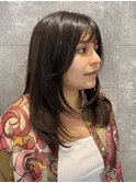 ミディアムロングレイヤーハッシュカットフェイスレイヤー
