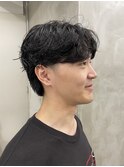 メンズカットセンターパートニュアンスパーマスパイラルパーマ