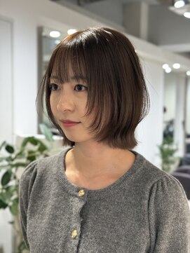 シュク 高円寺(SYUK) 顔まわりレイヤー×くびれボブ/オリーブグレージュ/【坂元】