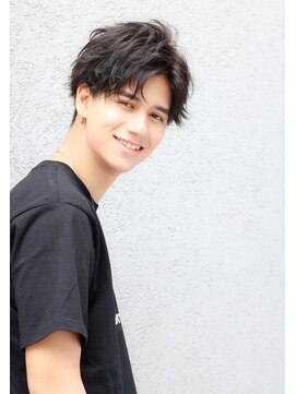 ネイビー(NAVY) 女子ウケ◎爽やか黒髪センターパートマッシュ 前下がり