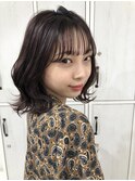 マロンベージュ Aラインボブドレスヘアかきあげロング