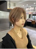 小顔カットショートボブ大人可愛いアッシュオリーブ20代30代40代