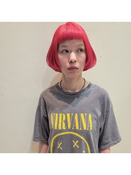 アンフェリール 原島店(Em Fellir) 内巻きボブ/オン眉/ピンクカラー/20代30代40代