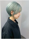 ミニウルフチェリーブラウンホワイトグレージュフェザーパーマ