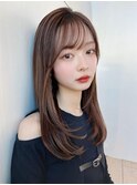 後れ毛が可愛い顔周りレイヤー/ナチュラルアッシュ/顔周り