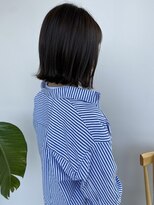 シェル 津山の手店(shel)&nbsp;暗髪＊ダークブラウン×シースルーバング◎美髪縮毛矯正ボブ