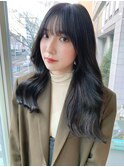 【韓国風】レイヤーカット×アッシュブラック ダークアッシュ