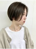 【FOLK】透明感ダークグレージュ☆似合わせ前髪長めショートボブ