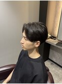 センターパートスペインカールダークアッシュニュアンスパーマ