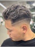 ホワイトメッシュ+極道パーマ