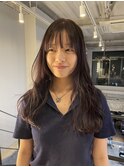 20代30代寒色系カラーシースルーバンク艶感ストレート透明感