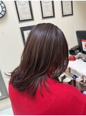 ハイライトをたっぷり入れたチョコレートブラウンカラー
