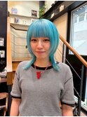 【MORGAN】ウルフヘア×ターコイズブルー