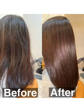 スリーク(SLEEK) SLEEK式髪質改善【縮毛矯正】ビフォーアフター　表面