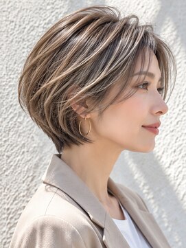 ネオヘアー 天満橋(Neo hair) 白髪ぼかしハイライトショートボブ