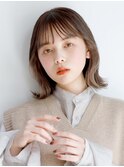 くびレイヤーエモージュ前髪パーマグレーベージュレイヤーボブ