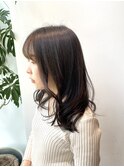 大人かわいい 艶髪カール ゆるふわミディアム ふんわり前髪
